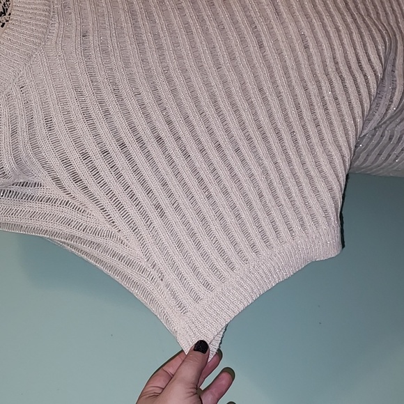 NY Collection semi sheer sparkle knit top XL - Picture 3 of 6